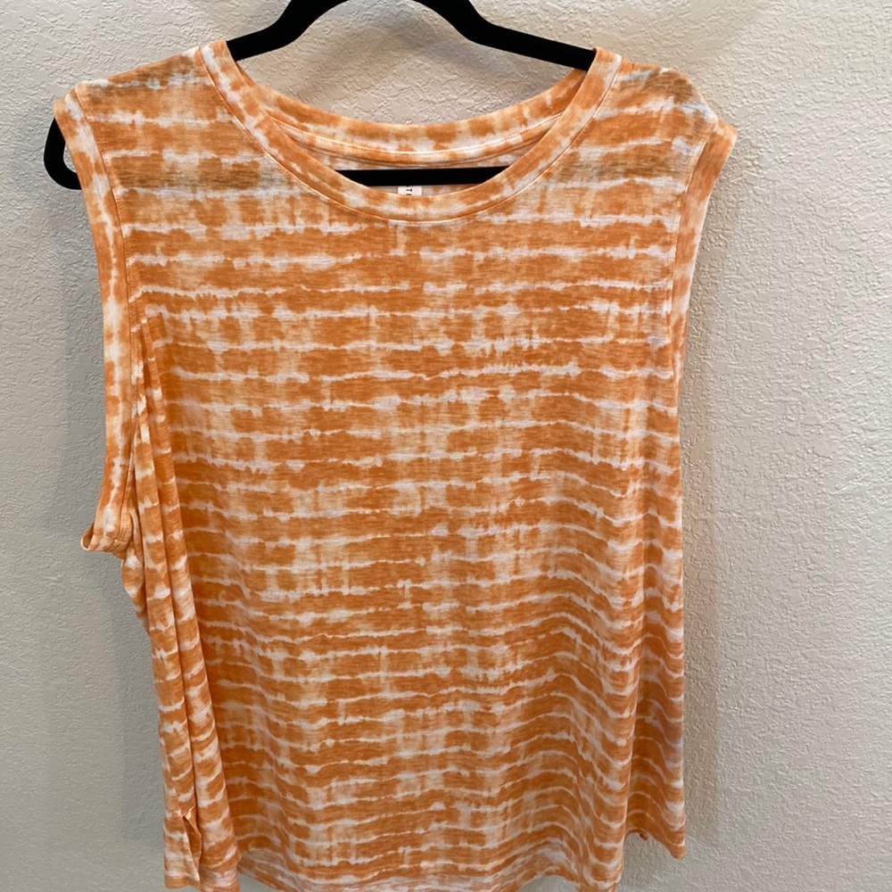 Athleta breezy orange stripe tank 3x
